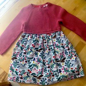 Mini boden knit and corduroy woodlands dress 2-3yr